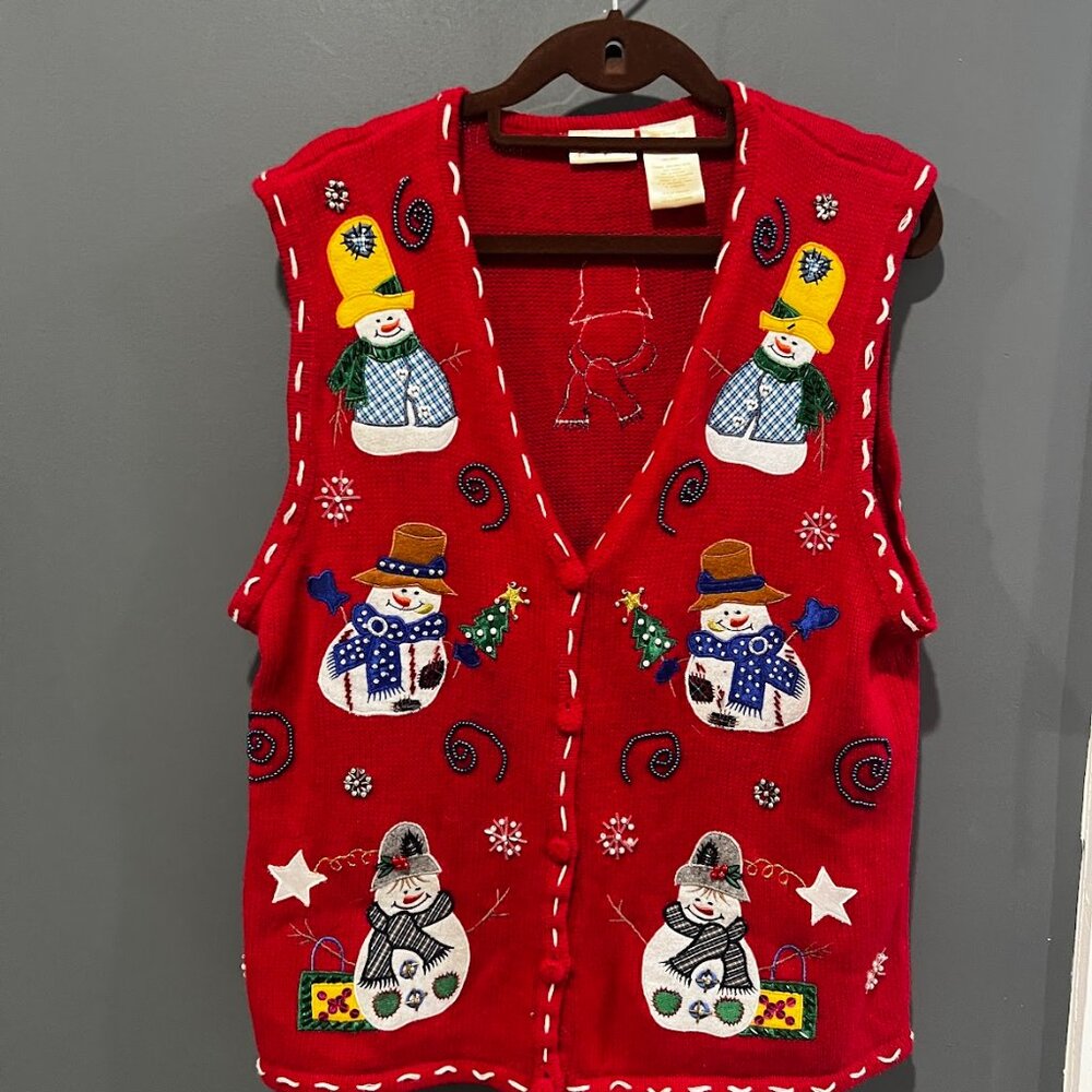 Vintage Bobbie Brooks Snowman Sweater Vest – Size Medium